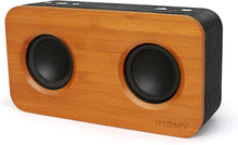 Load image into Gallery viewer, INSMY Retro Bluetooth Speaker, 20W Portable Wood Home Audio Super Bass Stereo with Woofers, True Wireless Stereo, Bluetooth 5.0 24H Playtime, Support TF Card Aux, Wireless Bookshelf Speaker for Party (Black&Bamboo)