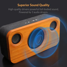 Load image into Gallery viewer, 25W Bluetooth Speaker (A320) with Super Bass, Loud Bamboo Wood Home Audio Wireless Speakers with Subwoofer