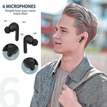 Load image into Gallery viewer, Wireless Earbuds Hybrid Active Noise Cancelling, INSMY Bluetooth in-Ear Headphones 6 Mics Call Noise Reduction 36Hrs Playtime Stereo Immersive Sound Premium Bass Earphones for Sports/Business (Black)