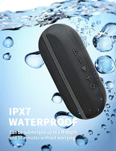 Load image into Gallery viewer, INSMY Portable Bluetooth Speakers, 20W Wireless Speaker Loud Stereo Sound Rich Bass, IPX7 Waterproof Floating, True Wireless Stereo Mode, 24 Hours Playtime, Bluetooth 5.0, Built-in Mic for Outdoors Camping (All Black)