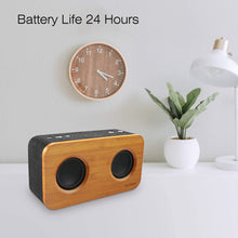 Load image into Gallery viewer, INSMY Retro Bluetooth Speaker, 20W Portable Wood Home Audio Super Bass Stereo with Woofers, True Wireless Stereo, Bluetooth 5.0 24H Playtime, Support TF Card Aux, Wireless Bookshelf Speaker for Party (Black&Bamboo)