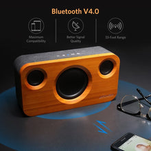 Load image into Gallery viewer, 25W Bluetooth Speaker (A320) with Super Bass, Loud Bamboo Wood Home Audio Wireless Speakers with Subwoofer