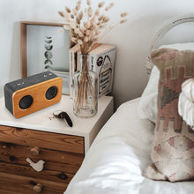 Load image into Gallery viewer, INSMY Retro Bluetooth Speaker, 20W Portable Wood Home Audio Super Bass Stereo with Woofers, True Wireless Stereo, Bluetooth 5.0 24H Playtime, Support TF Card Aux, Wireless Bookshelf Speaker for Party (Black&Bamboo)