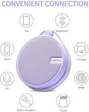 Load image into Gallery viewer, INSMY Portable IPX7 Waterproof Bluetooth Speaker, Wireless Outdoor Speaker Shower Speaker, with HD Sound, Support TF Card, Suction Cup, 12H Playtime, for Kayaking, Boating, Hiking (Purple)