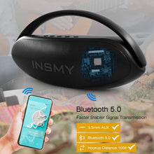 Load image into Gallery viewer, INSMY Bluetooth Speaker, Portable Waterproof Wireless Speaker,30W Deep Bass Loud Sound Large Boombox, Stereo Pair, Bluetooth 5.0 Playtime 40H Rechargable Power Bank for Party Dancing Outdoor