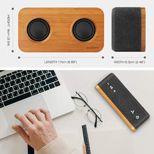 Load image into Gallery viewer, INSMY Retro Bluetooth Speaker, 20W Portable Wood Home Audio Super Bass Stereo with Woofers, True Wireless Stereo, Bluetooth 5.0 24H Playtime, Support TF Card Aux, Wireless Bookshelf Speaker for Party (Black&Bamboo)