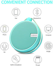 Load image into Gallery viewer, INSMY IPX7 Waterproof Shower Bluetooth Speaker, Portable Wireless Outdoor Speaker with HD Sound, Support TF Card, Suction Cup for Home, Pool, Beach, Boating, Hiking 12H Playtime (Mint)
